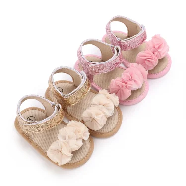Summer Cute flower Newborn Baby Shoes Non-slip Cloth Bottom Shoes For Girls Elegant Breathable Leisure Baby First Walking Shoes 6