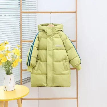 1pcs Boys Girls Cotton-Padded Coats Kids Long Down Autumn Winter Teen Cotton Clothes Outerwear Big Children Thicken Warm Jacket 4