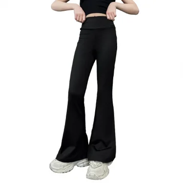 Fashionable And Comfortable High Elasticity High Waist Black Flared Yoga Pants, Suitable for girls aged 4-13 2