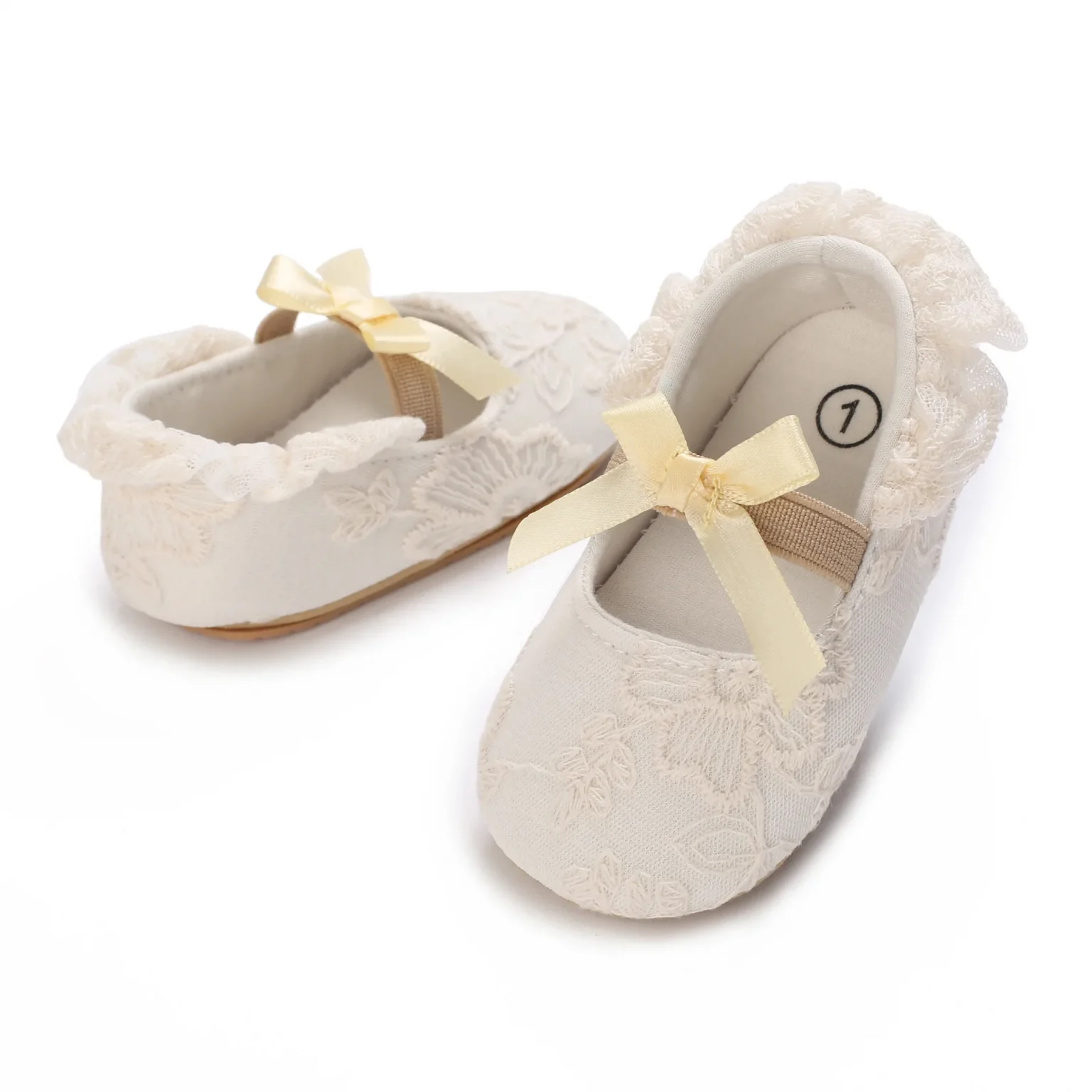 Cute White Lace Baby Girl Princess Shoes Baby Moccasins Moccs Shoes Bow Fringe Rubber Soled Non-slip Footwear Crib Shoes 0-18M 5