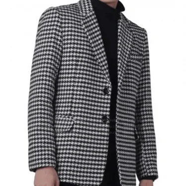 1 Piece Slim Fit Plaid Men Suit Jacket Houndstooth Wedding Male Blazer Two Buttons Check American Style Groom Suit 2
