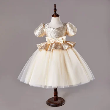 Girl Party Dress for Teenagers Children Golden Princess Prom Dresses Gown gala Clothes 4 to 10 12 Years 1