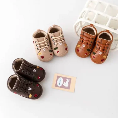 Baby Sneaker Soft PU High Quality Anti-slip Sole Ankle-covered Newborn Toddler Little Boots Spring Autumn 2024 Fashion BMB3140 2