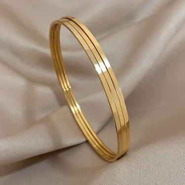 Greatera 3pcs/set 2mm Stainless Steel Thin Bangles Bracelets for Women Gold Plated Stackable Bracelet Waterproof Jewelry 1