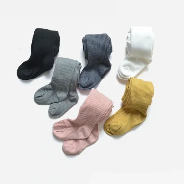 Spring Autumn Children Leggings For Girls Cotton Knitted Kids Pantyhose Solid Soft Baby Tights White Black Pantyhose 1-9Yrs New 2