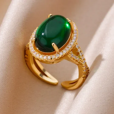 Zircon Flower Ring For Women Gold Color Adjustable Stainless Steel Flower Rings Wedding Aesthetic Jewelry Gift inoxidable anillo 4