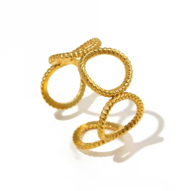 Stainless Steel Rings Minimalist Hollow Orbicular Open Lover Ring Personality Design O-Word Ring For Women Jewelry Everyday Wear 6