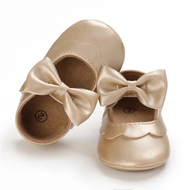 Baby Girls Shoes Mary Jane Flats Princess Bowknot Dress Shoes PU Anti-slip Soft Sole First Walkers Crib Shoes for Infants 5