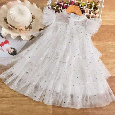 Elegant Girls Sequin Dress for Red Christmas Kids Birthday Party Princess Dresses for Ruffles Cute Baby Girl Casual Clothes 3-8Y 3