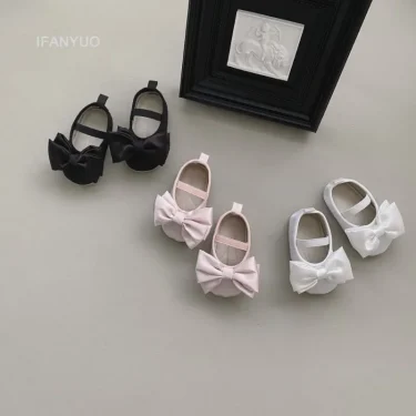 Baby Shoes Spring Autumn Girl's Bow Ballet Style Satin Soft Sole Shoe Baby Anti-slip and Anti Drop Heel Princess Toddler Shoes 5