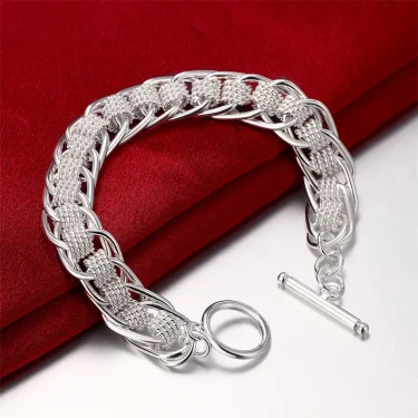 Fine 925 Sterling Silver Noble Nice Chain Solid Bracelet for Women Men Charms Party Gift Wedding Fashion Jewelry Hot Model 6