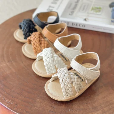 Baby Girls Boys Sparkly Bowknot Sandals Premium Soft Anti-Slip Rubber Sole Infant Summer Outdoor Shoes Toddler First Walkers 1