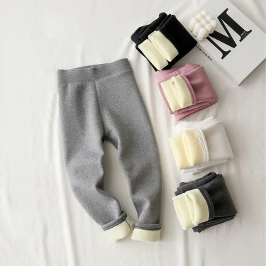 Thickened and Warm Girls Winter Fleece Long Pants Children Comfort Soft Leggings Kids Fashion Outerwear Bottoms School Clothes 2