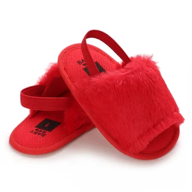 Winter Cute Baby Slippers Fluffy Baby Boy Girl Sandals Soft Non-slip Sole Toddler First Toddler Baby Shoes 5
