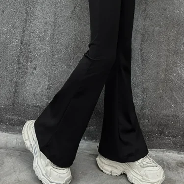 Fashionable And Comfortable High Elasticity High Waist Black Flared Yoga Pants, Suitable for girls aged 4-13 5