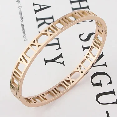 Delicate Hollow Roman Numeral Bracelets & Bangles Titanium Steel Bangle Fine Jewelry For Women Vacuum Plating Bangle Top Quality 4