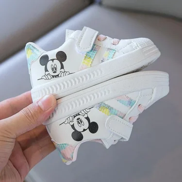 Disney White Casual Shoes For Baby Boy Girl Brand Children Sneaker Mickey Mouse Kids Sports Shoes Toddler Walking Shoes Size 25 4