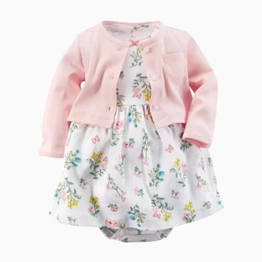 2pcs Spring Summer Infant Baby Girls Clothes Sets Toddler Dresses Long Sleeves Cardigan+Bodysuit Dress Newborn Girl Outfit 3