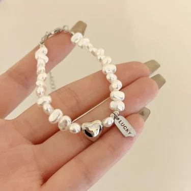 925 Sterling Silver Bracelet Pearls Knots Bracelet for Women Fashion Heart Pearls Irregular Bracelet Luxury Party Jewelry Gift 2