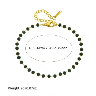 DIEYURO 316L Stainless Steell Black Glass Stone Bracelet For Women Girl Trend Concise Trend Non-fading Hand Chain Jewelry Gift 2