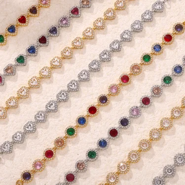 Stainless Steel Bracelets for Women Fashion Tennis Chain Colorful Stones with Zircon Inlaid Gold Plated Waterproof Jewelry Gift 5
