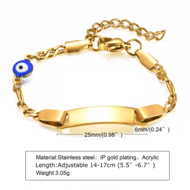 Vnox Custom Engrave Mom Duaghter Son Name Baby Bracelets, Anti Allergy Stainless Steel Baptism Love Gifts, Adjustable Jewelry 5