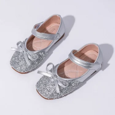 Kids Leather Shoe Spring Autumn Elegant Girls Party Shoes Fashion Sequins Bowtie Children Princess Shoes for Wedding Shallow 4