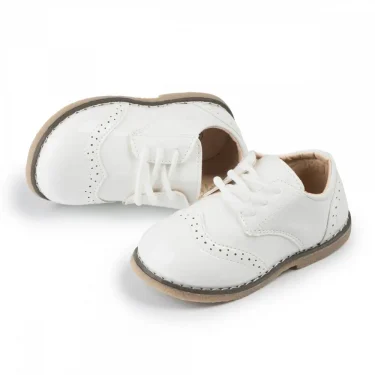 New Children's Leather Shoes Anti-Slip Waterproof Casual Shoes Boys Girls Lace-Up Solid Color Sneakers Young Children's Shoes 4