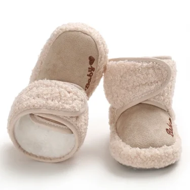 Winter Baby Warm Cotton Shoes 0-18 Months Old Baby Outdoor Anti Slip Snow Boots With Plush Soft Soles Baby Walking Shoes 6