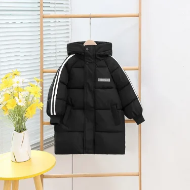 1pcs Boys Girls Cotton-Padded Coats Kids Long Down Autumn Winter Teen Cotton Clothes Outerwear Big Children Thicken Warm Jacket 6