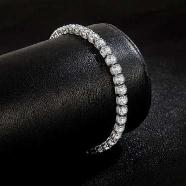 Lihong S925 Sterling Silver Bracelet Zirconia Tennis Ball Women Fashion Simple Engagement Wedding Charm Jewelry 4mm 16-20cm 2