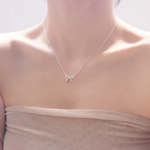 LIVVY Delicate Silver Color Bowknot Pendant Necklaces For Women Unique Design Fine Handmade Jewelry Gift 1