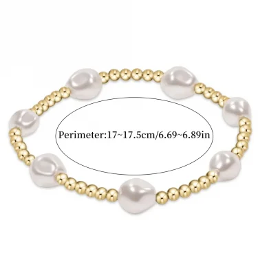 Vlen Gold Plated Bead Ball Bracelets for Women Decorated Faux Pearl Bracelet Elegant Jewelry Colour Retention 2