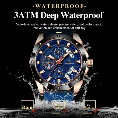 POEDAGAR Luxury Quartz Men Watch Silicone Strap Date Sport Man Wristwatch Waterproof Luminous Chronograph Military Men's Watches 3