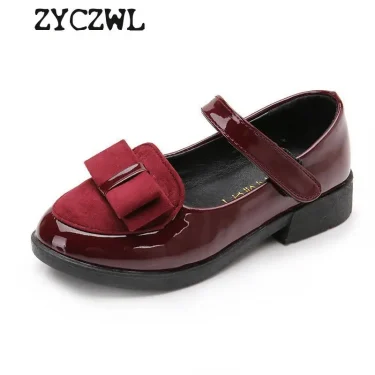 Girls Leather Shoes For Children Wedding Dress Princess School Shoes Kids Summer Bow-knot Black Student Sandals Korean Fashion 1