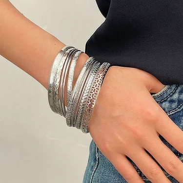 Fashion Stainless Steel Bracelets for Women Men Twist Texture Bangles Gold Silver Color Jewelry Statement Streetwear Goth Gifts 6