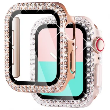 Transparent Hollow Bling Diamond PC Case for Apple Watch 38 42 40 44 41 45mm Protective Cover for iWatch Series 7 6 5 4 3 2 SE 1
