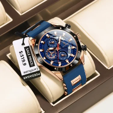 POEDAGAR Luxury Quartz Men Watch Silicone Strap Date Sport Man Wristwatch Waterproof Luminous Chronograph Military Men's Watches 1
