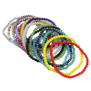 Handmade Women's 4mm Rhinestone Crystal Beaded Round Glass Beads Stretch Bracelet Femme Bangle Bracelets Women Girl Wrap Jewelry 6