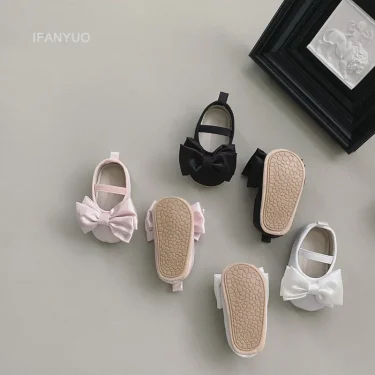 Baby Shoes Spring Autumn Girl's Bow Ballet Style Satin Soft Sole Shoe Baby Anti-slip and Anti Drop Heel Princess Toddler Shoes 6