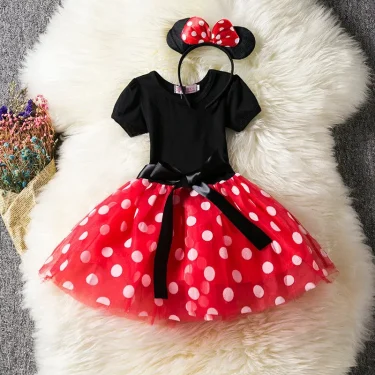 Cute Baby Girl Dress Minnie Mouse Cosplay Vestidos Toddler Kids Party Costume Polka Dot Clothes Children Birthday Fancy Dress Up 5