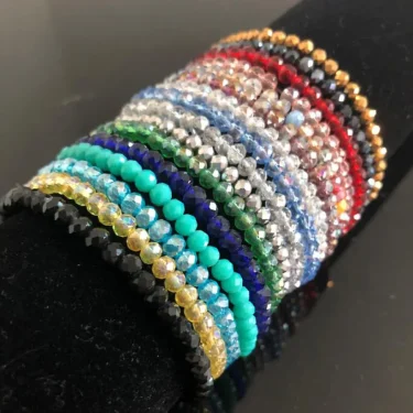 Handmade Women's 4mm Rhinestone Crystal Beaded Round Glass Beads Stretch Bracelet Femme Bangle Bracelets Women Girl Wrap Jewelry 2