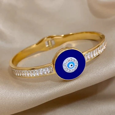 Fashion Turkish Evil Eyes Stainless Steel Bracelet Bangle For Women Unisex Enamel Lucky Blue Eyes Cuff Bracelets Wristband Gift 4