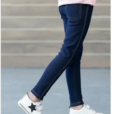 Children's Pants Winter Clothes New Thicker Middle-aged Kids 'Jeans Korean Style Stretch And Cashmere Girls 4