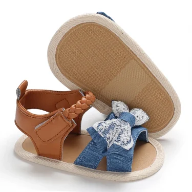 Cute Baby Girl Sandals Beach Slippers Infant Flexible Non-slip Bowknot Summer Flats Toddler Shoes Princess First Walkers 5