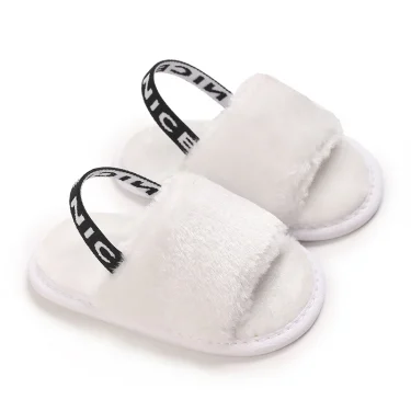 Fashionable Soft Classic Women's Baby Slippers Sandals Breathable Baby Fur Leather Shoes Simple Elastic Sandals Princess 2