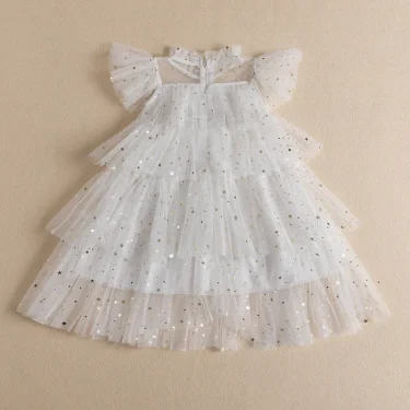 Girls Sequin Dresses for Summer Ruffles Elegant Princess Dress for Girl Birthday Wedding Party Dress 3-8 Yrs Holiday Casual Wear 5