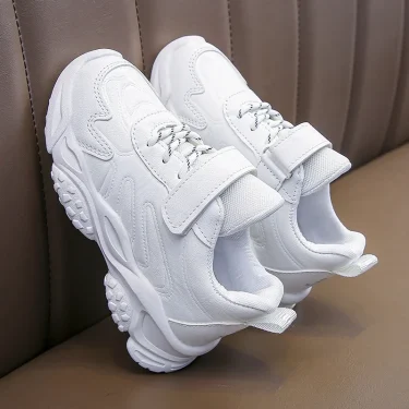 Children White Running Shoes Kids Fashion Sneakers PU Soft Breatheable Comfortable Boys Girls School Sports Shoes Size 26-37 3