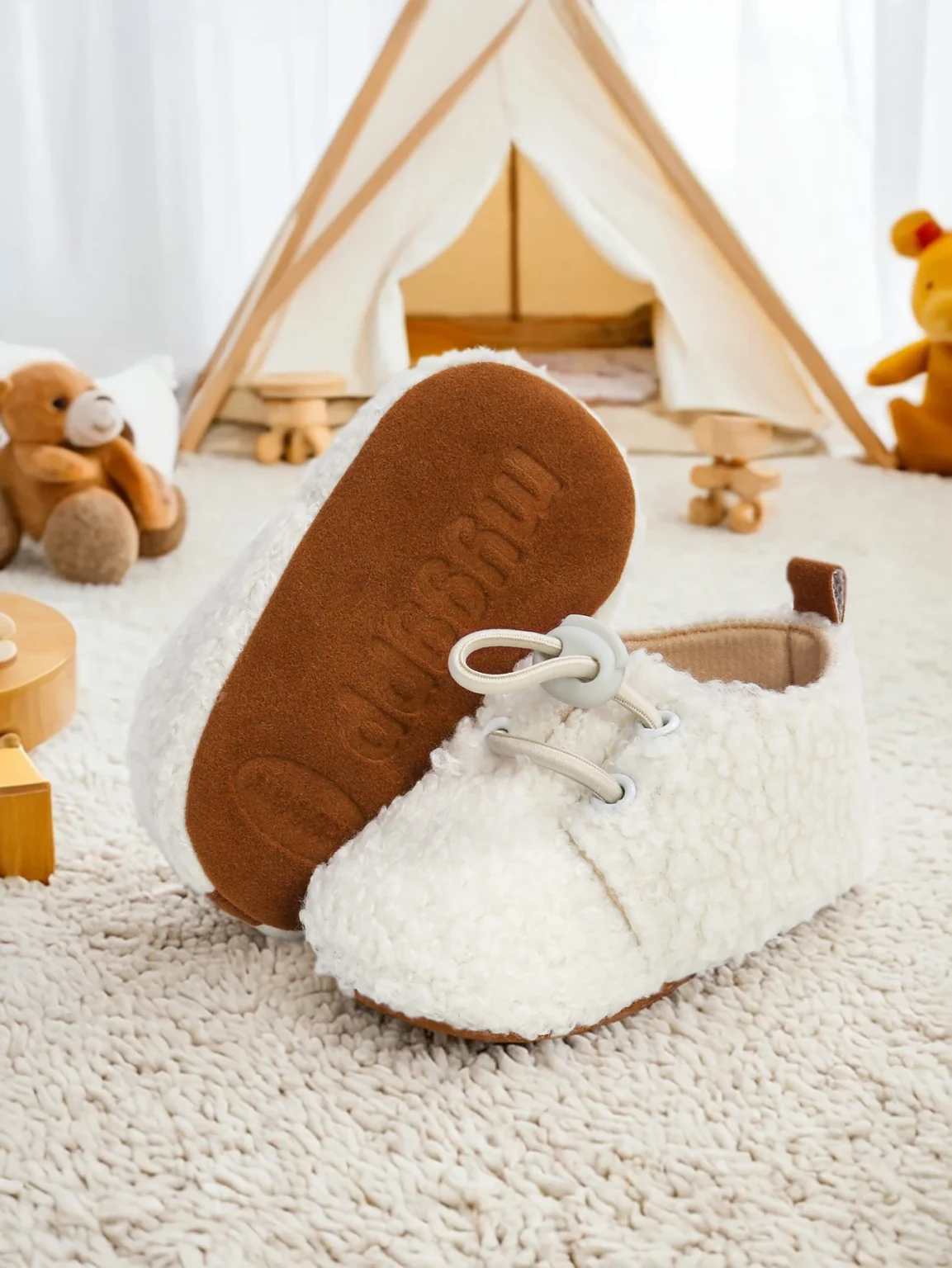 Infant Baby Boy Girl Cozy Fleece Bootie Newborn Stay On Slipper Winter Warm Gripper Non-Slip Crib Shoes 2