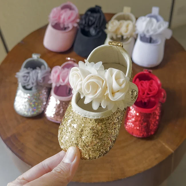 Baby Mary Jane Shoes Toddler Girl 0-6-12 Month Prewalking Shoes Baby First Step Shoes Soft PU Cute Flower Spring Summer Sandal 2